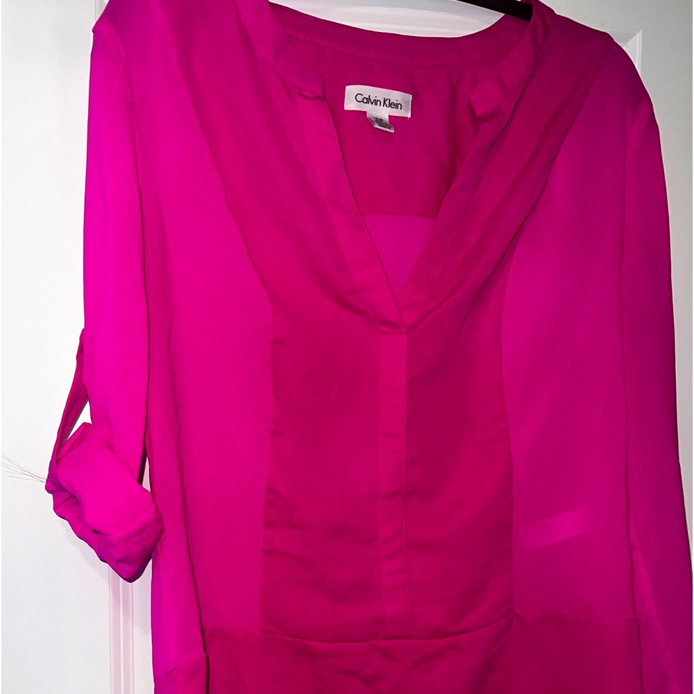 Beautiful, fuchsia, two toned blouse by Calvin Klein